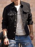EVE Men's Casual Lapel Long Sleeve Denim Jackets GBBF-8302