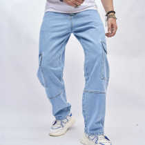 EVE Men's Casual Solid Color Loose Jeans GWBM-4021