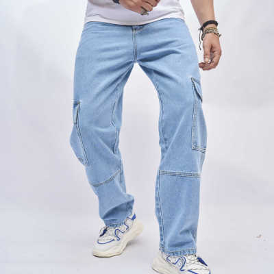 EVE Men's Casual Solid Color Loose Jeans GWBM-4021