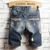 EVE Men's Holes Embroider Denim Short  GBBF-780