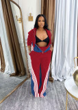 EVE Color Block Zipper Sport Two Piece Pants Set TE-4736