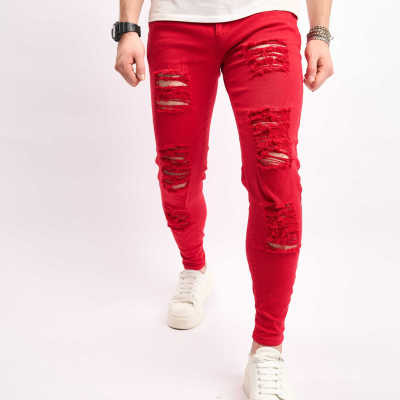 EVE Men's Solid Color Holes Tight Jeans GBBF-1111