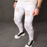 EVE Men's Solid Color Holes Tight Jeans GBBF-1111