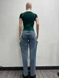 EVE Irregular Hollow Out Hot Drill Jeans YMEF-52095