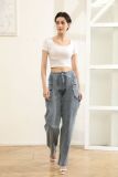 EVE Irregular Hollow Out Hot Drill Jeans YMEF-52095