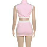EVE Sexy Zipper Top Slim Package Hip Short Skirt Suit XEF-K25S65230
