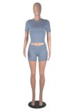 EVE Solid Color Short Sleeve Tops Shorts Suit GXYF-0463
