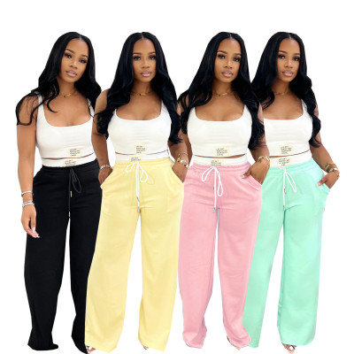 EVE Sport Vest Drawstring Wide Leg Pants Suit SFY-693