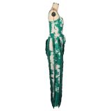 EVE Sexy Print Sling Tank Tops Tassel Pants Suit AIL-310