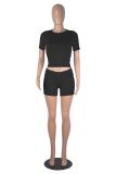 EVE Solid Color Short Sleeve Tops Shorts Suit GXYF-0463