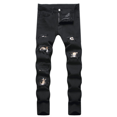 EVE Men's Fashion Holes Solid Color Tight Jeans GBBF-702