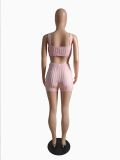 EVE Solid Color Sexy Knits Sling Two Piece Shorts Set GCNF-0232