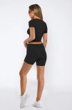 EVE Solid Color Short Sleeve Tops Shorts Suit GXYF-0463