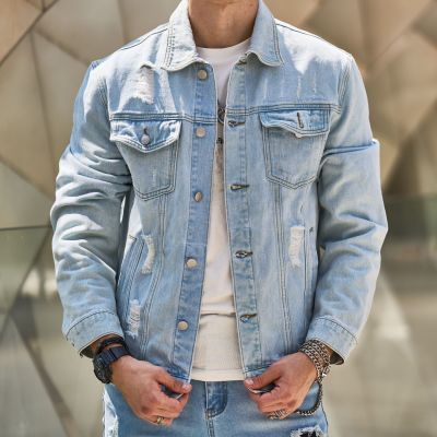 EVE Men's Long Sleeve Lapel Denim Jackets GBBF-83033