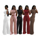 EVE Solid Color Short Sleeve Tops Wide Leg Pants Suit QXLB-10129