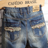 EVE Men's Holes Embroider Denim Short  GBBF-780