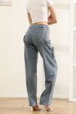 EVE Irregular Hollow Out Hot Drill Jeans YMEF-52095