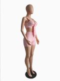 EVE Solid Color Sexy Knits Sling Two Piece Shorts Set GCNF-0232