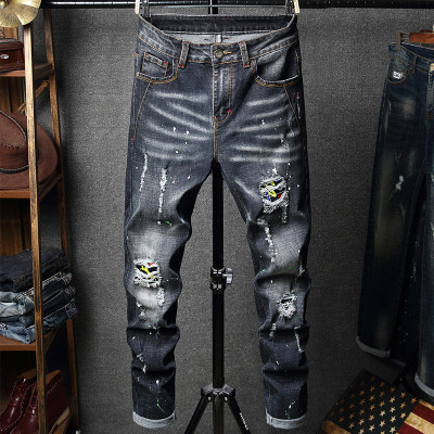 EVE Men's Holes Fashion Slim Washed Jeans GBBF-TY687