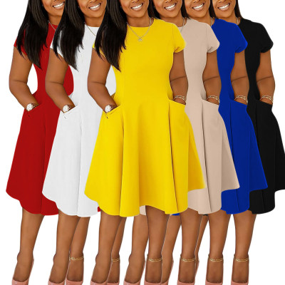 EVE Plus Size Short Sleeve O Neck Midi Dress NNWF-8075