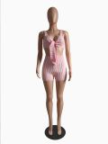 EVE Solid Color Sexy Knits Sling Two Piece Shorts Set GCNF-0232