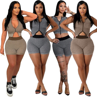 EVE Knits Sleeveless Tops Shorts 2 Piece Set MDF-5514
