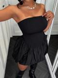 EVE Solid Color Patchwork Tube Top Dress BS-1407