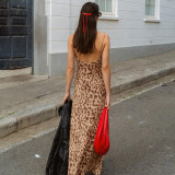 EVE Leopard Print V Neck Backless Maxi Dress XCFF-935