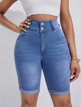 EVE Washed Double-button Denim Shorts GKNF-11067