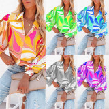 EVE Printed Single Breasted Lantern Long Sleeve Shirt GOSD-10110