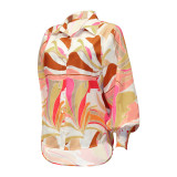 EVE Printed Single Breasted Lantern Long Sleeve Shirt GOSD-10110