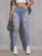 EVE Fashion Washed Holes Pencil Jeans XCFF-072