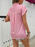 EVE Stripe Print Short Sleeve Shirt WSYF-5973