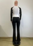EVE Contrast Color Long Sleeve Tight Pants Suit QODY-6058