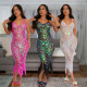 EVE Sequin Sling V Neck Tassel Midi Dress CYA-901717