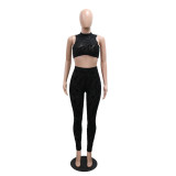 EVE Sexy Sleeveless Print Tops Pencil Pants Suit CYA-901814