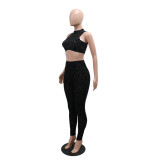 EVE Sexy Sleeveless Print Tops Pencil Pants Suit CYA-901814