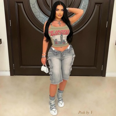 EVE Casual Washed Pockets Fifth Jeans LSD-2405