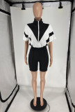 EVE Short Sleeve Contrast Color Sport Shorts Suit FOSF-8806