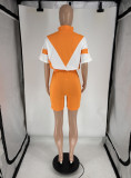 EVE Short Sleeve Contrast Color Sport Shorts Suit FOSF-8806