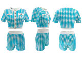 EVE Short Sleeve Print Tight Shorts Suit SFY-2802