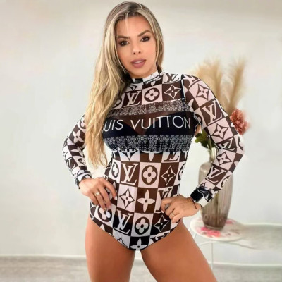 VIP1 Sexy Perspective Printed Mesh Invisible Zipper One Piece Swimwear QKYF-71339