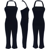 EVE Solid Color Halterneck Sexy Two Piece Pants Set SFY-2801