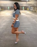 EVE Short Sleeve Print Tight Shorts Suit SFY-2802