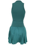 EVE Solid Color Sleeveless Pleated Mini Dress OY-6500