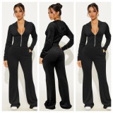EVE Casual Zipper Hooded Two Piece Pants Set YD-059