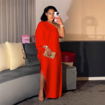 EVE Plus Size Satin Half Sleeve Loose Casua Maxi Dress OY-6506