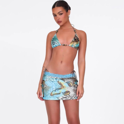 EVE Sexy Print Tie Up Bikinis Three Piece Swimsuit XEF-K25S65324