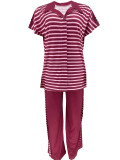 EVE Stripe Print Short Sleeve Two Piece Pants Set OY-6503