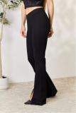 EVE Solid Color Split Flare Pants QOUY-6059